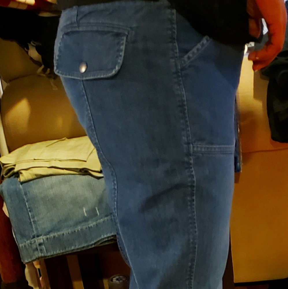 Banana Republic Womens Blue Stretch Denim Utility Pants Medium Wash Size 14